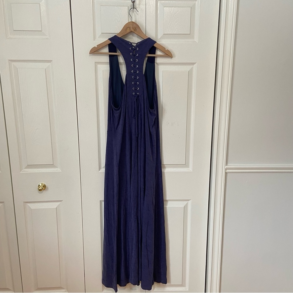 Anthropologie NWT Lace Up Racer Back Purple Long Casual Maxi Dress Size XL - Picture 4 of 8